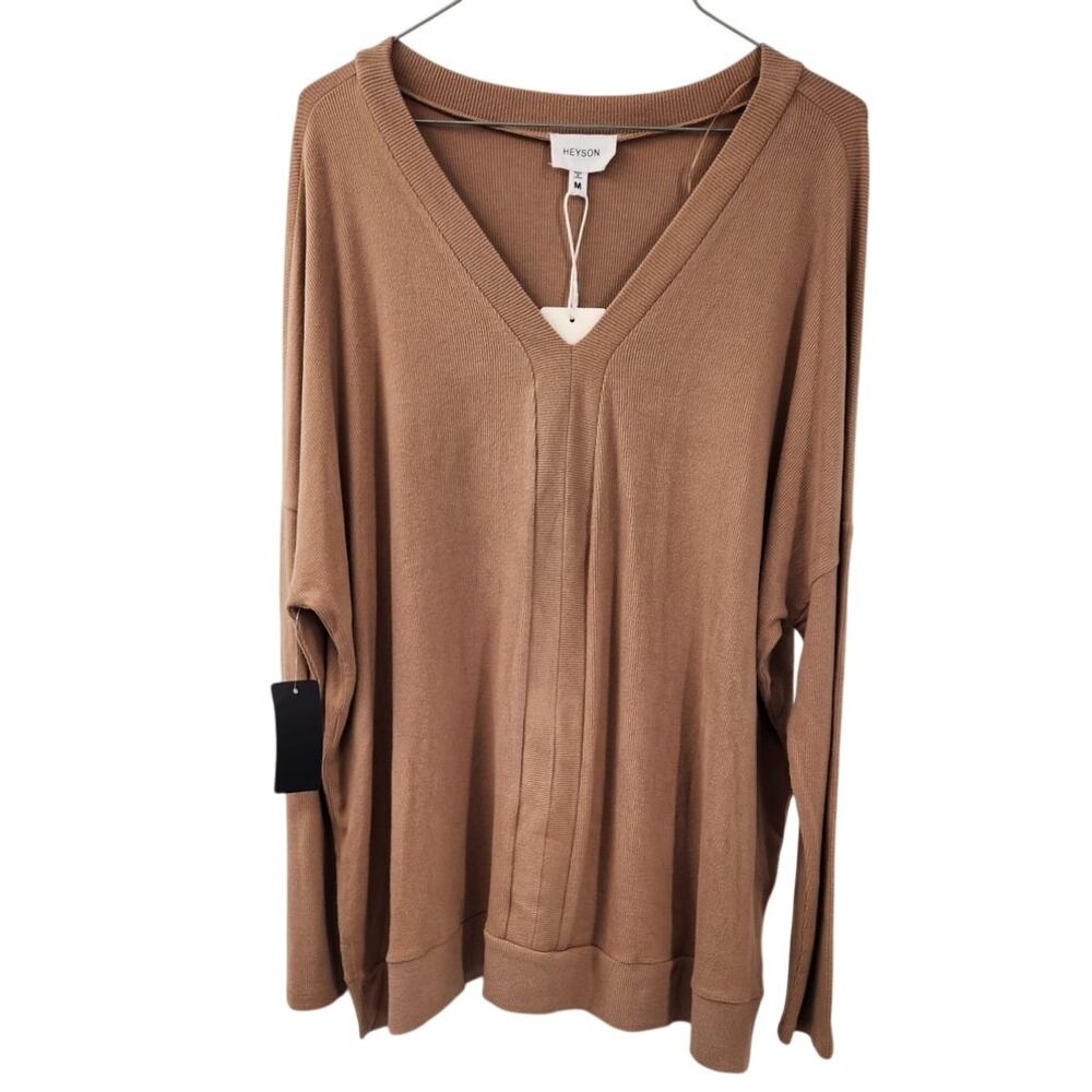 Heyson Long Sleeve Ribbed Top Womens Size Medium M *NWT